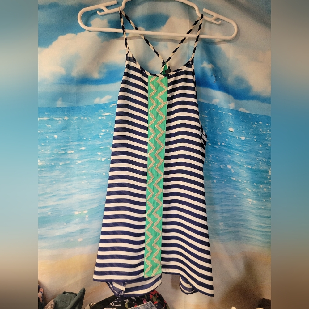 THML Women's Size‎ Medium Striped Navy Tank Top
